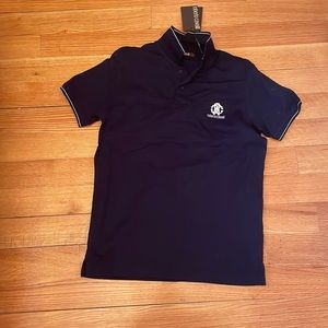 Roberto Cavalli mens short sleeve polo navy blue size large NWT